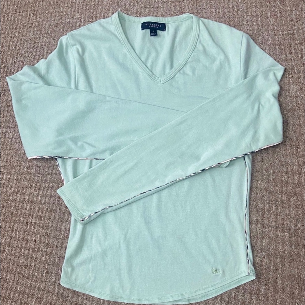 Burberry Light Green V-Neck Sweater